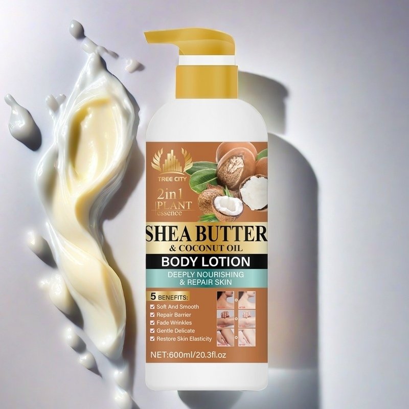 Hot-selling Organic Smoothing Hydrating 600ml Shea Butter Body Lotion Whitening Cocoa Butter Body Lotion