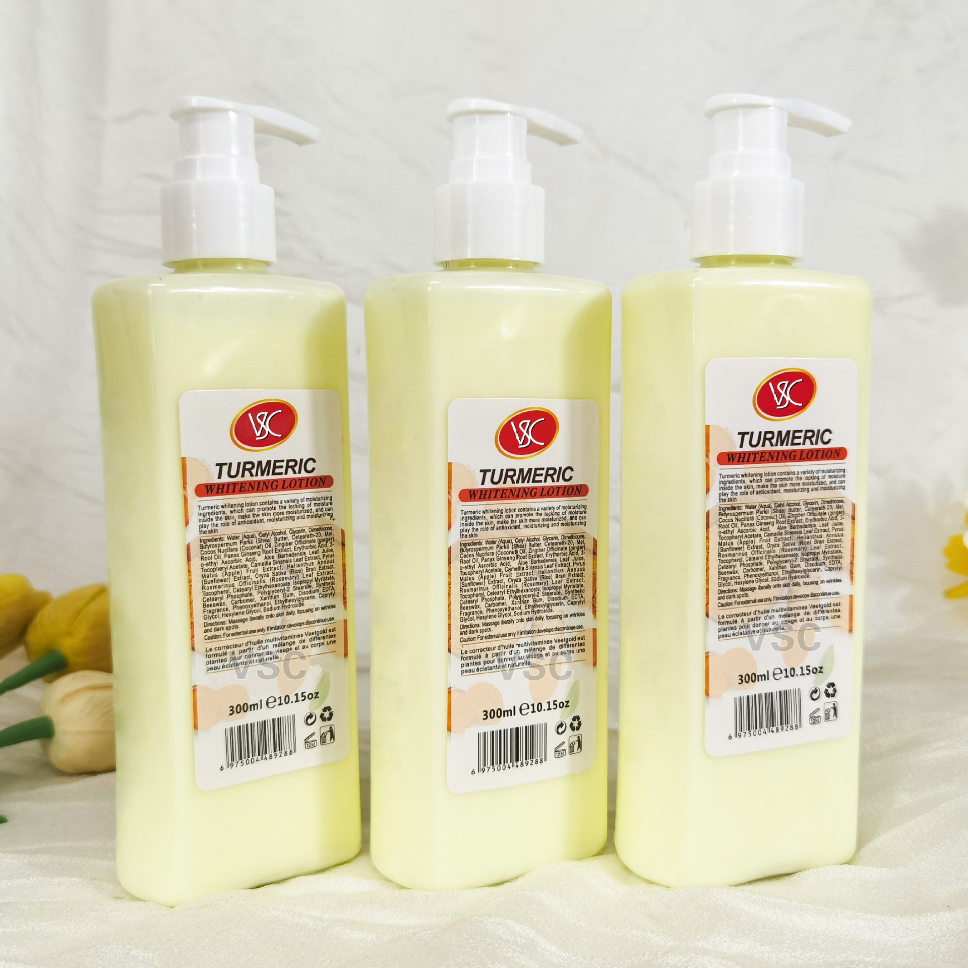 wholesale pivate label tuemeric whitening lotion moisturizing Body Milk 300ml whitening Lotion brightening tuemeric Lotion