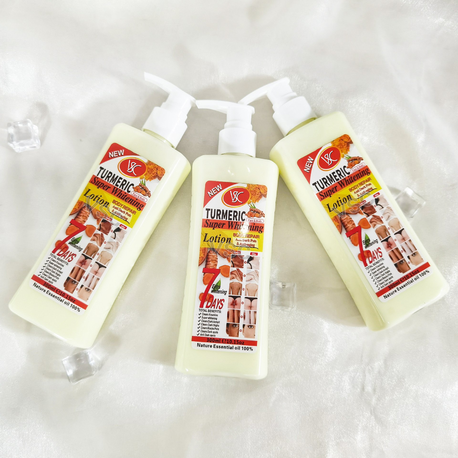 wholesale pivate label tuemeric whitening lotion moisturizing Body Milk 300ml whitening Lotion brightening tuemeric Lotion