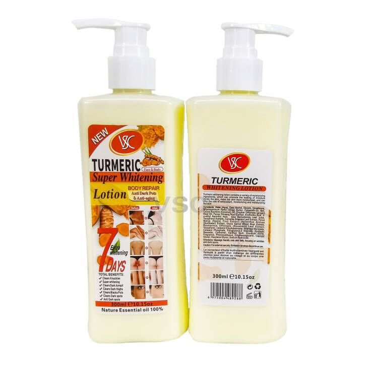 wholesale pivate label tuemeric whitening lotion moisturizing Body Milk 300ml whitening Lotion brightening tuemeric Lotion