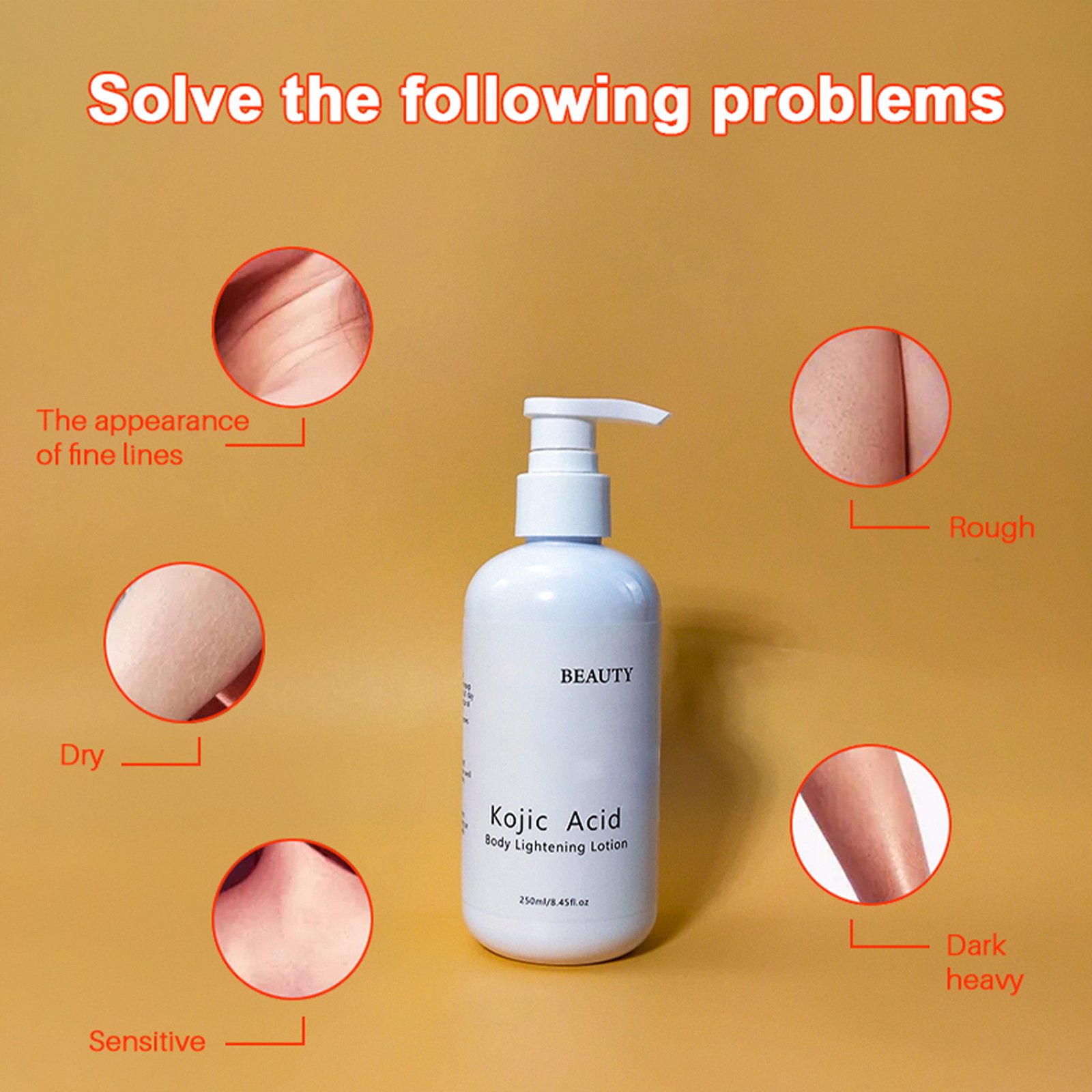 Private Label Kojic Acid Body Lotion Skin Brightening Body Face Lotion For Moisturizer Glowing Skin Whitening Body Lotion 250ML