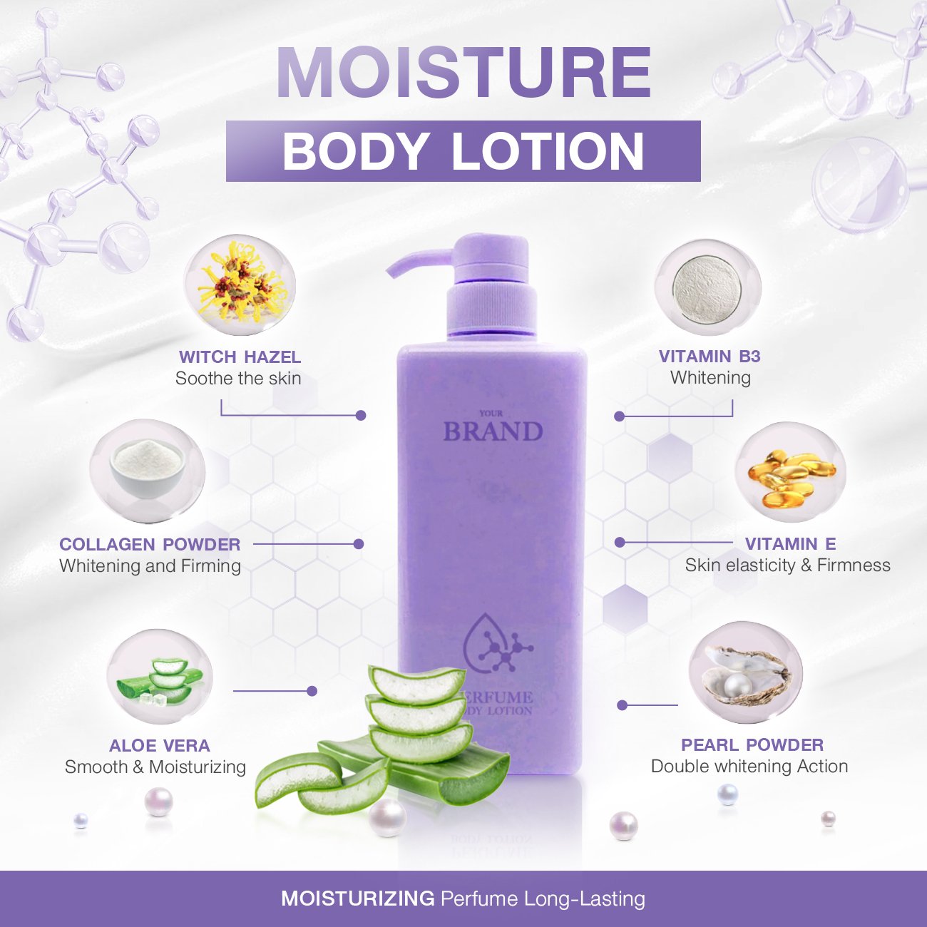OEM Moisture Body Lotion Optimal Body Care Whitening Lightening Features Organic Collagen Powder Herbal Pearl Aloe Vera