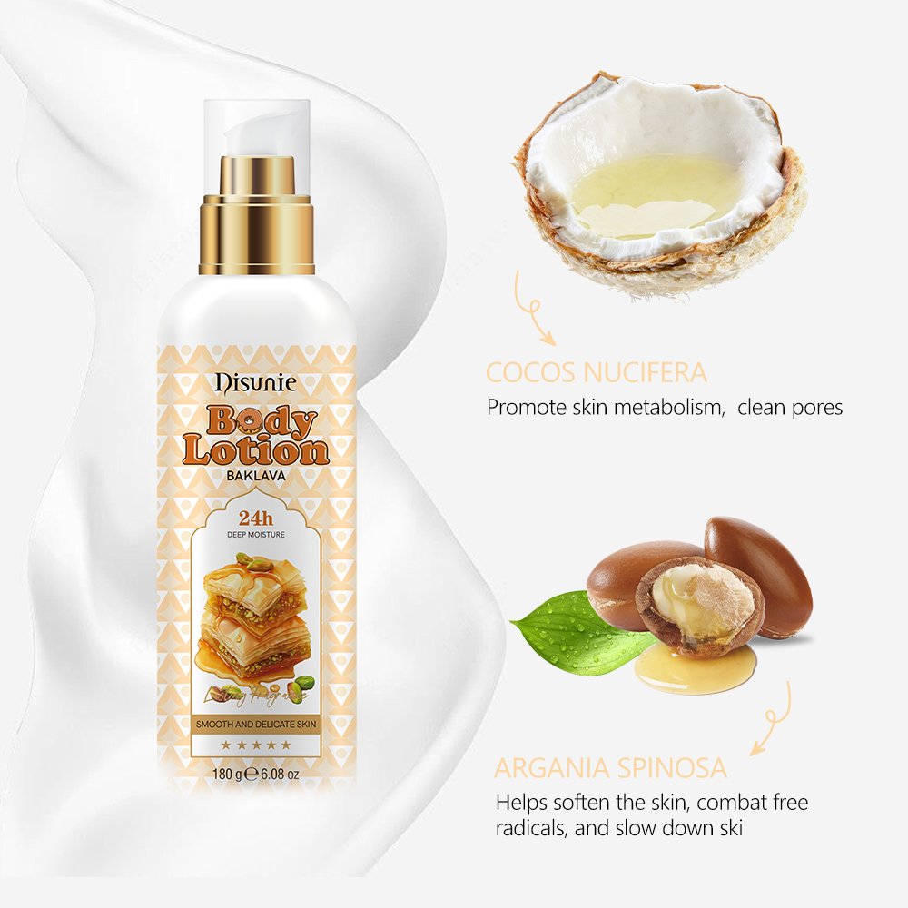 Baklava Perfumed Fragrance Body Lotion With Coconut Oil Smooth Skin Moisturizing Lightening Body Cream Lotion For Dry Skin