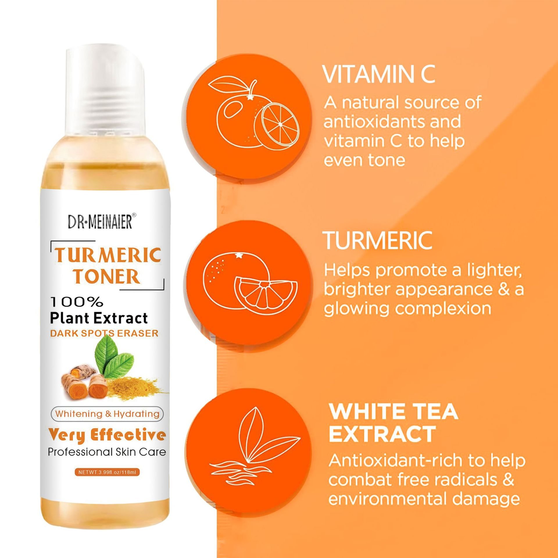 Natural turmeric oil Toner Hydrating, firming, moisturizing and refreshing Skin Essence Water 118ml wholesale