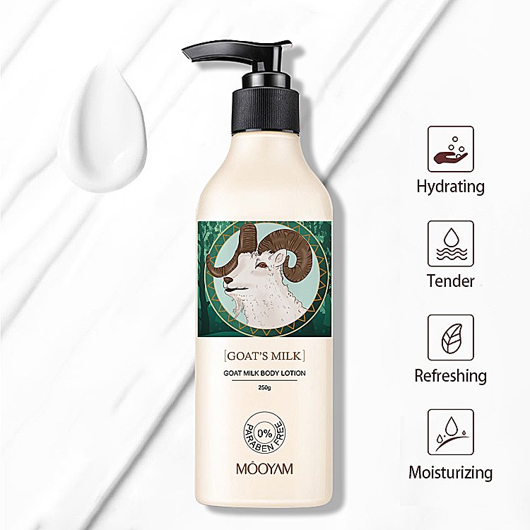 Private Label Body Care Lightening Goat Milk Hand Body Lotion Moisturizing Nourishing Smoothing Body Whitening Lotion