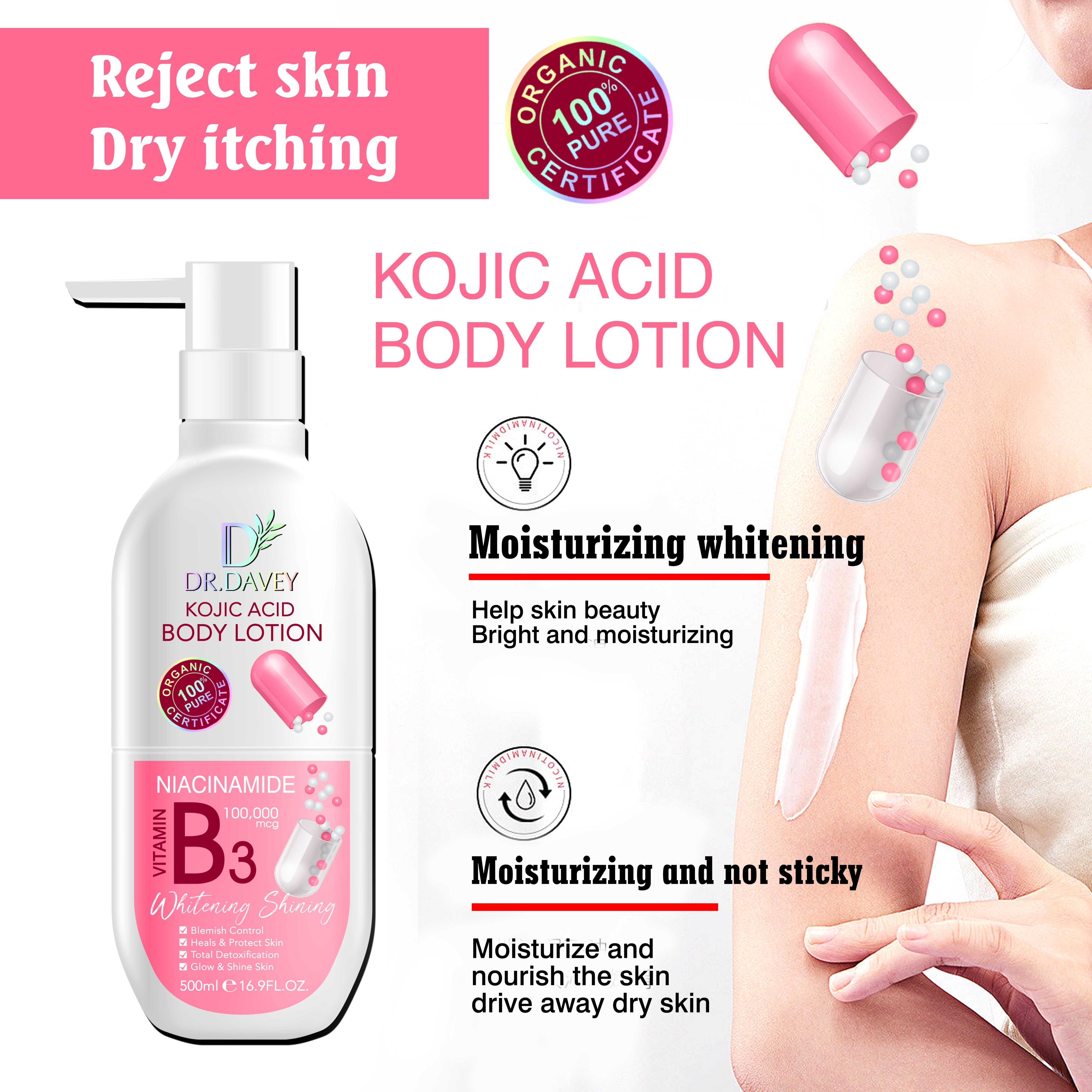 DR.DAVEY Kojic Acid Body Lotion Whitening Lightening Body Lotion For All Skin