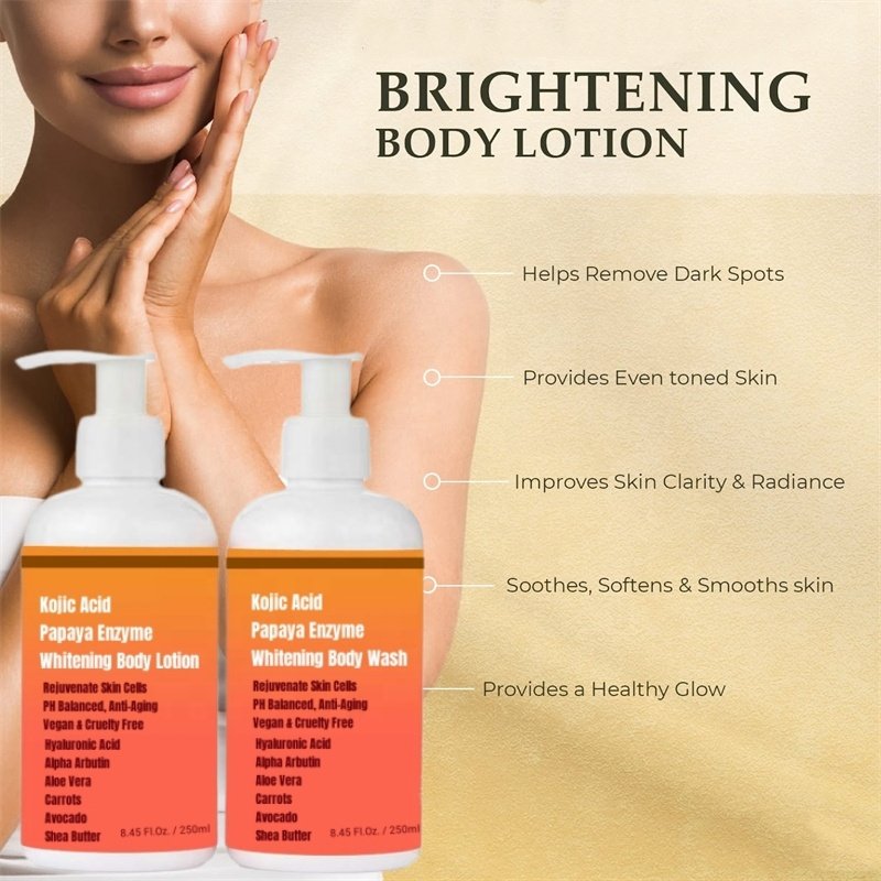 Papaya & Vitamin C & Carrot Brightening Body Lotion, Boost Radiance Hydrating & Nourishing Whitening Skin Tone Body Cream