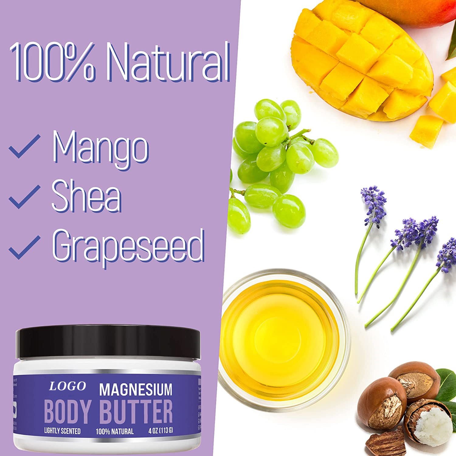 Private Label Natural Better Sleeping Boost Cellular Mg Men Women Magnesium Body Butter Lotion For Sleep Legs Muscles Feet