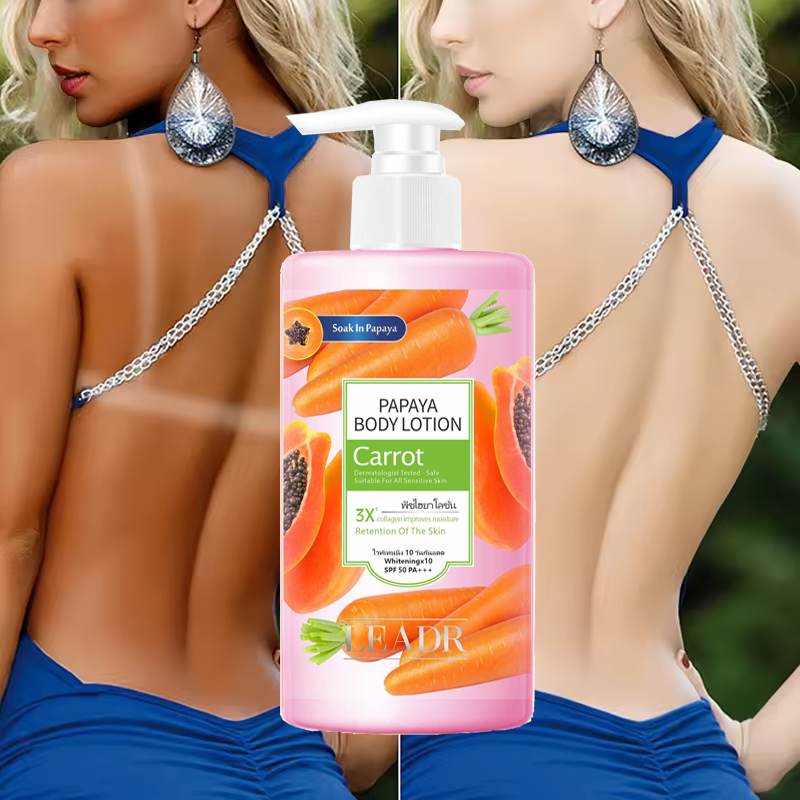 Custom Natural Organic Aloe Vera Papaya Vitamin C 300ml Men Women Moisturising Whitening Body Lotion