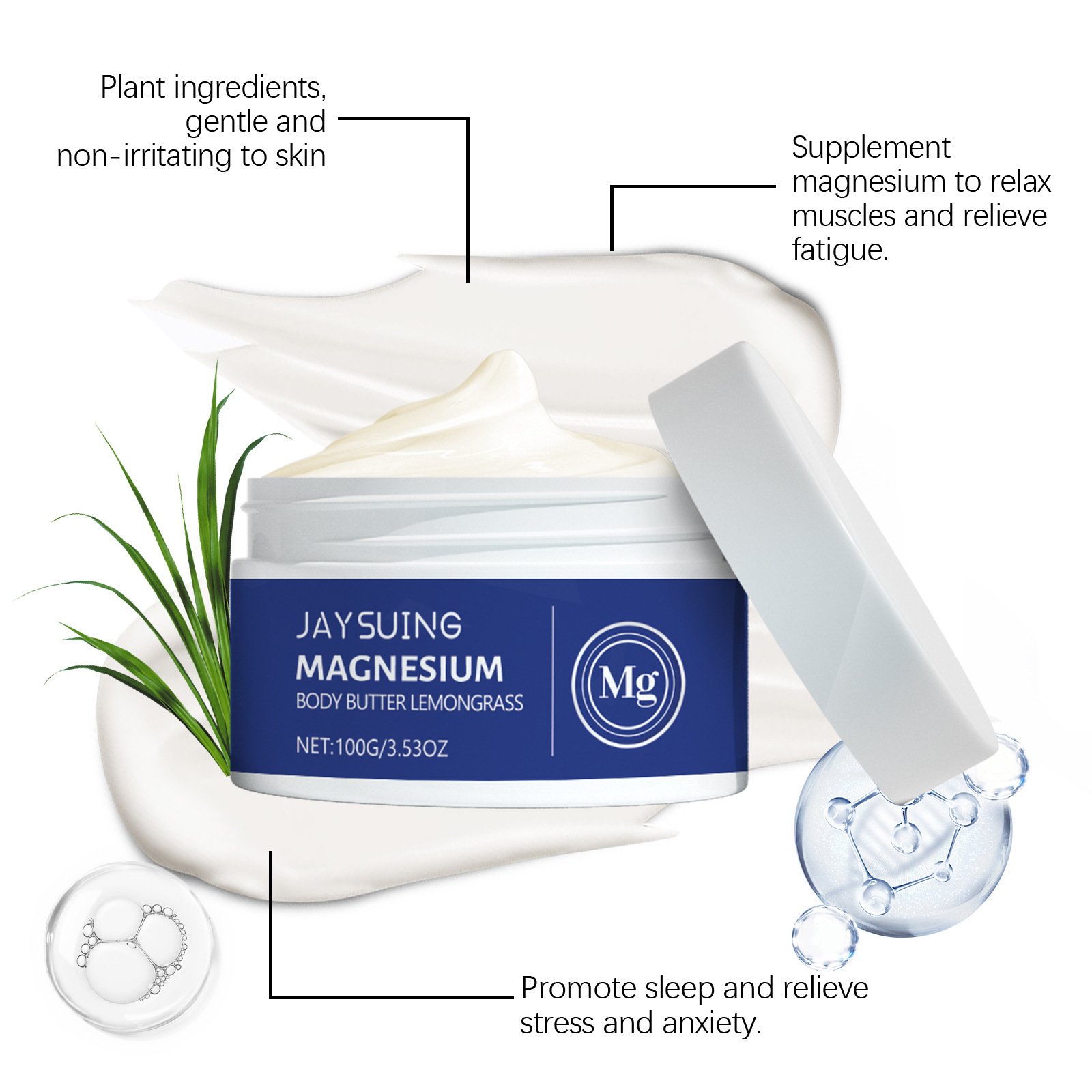Moisturizing and Moisturizing Night Care Skin Body Lotion Lemon Grass Magnesium Body Lotion