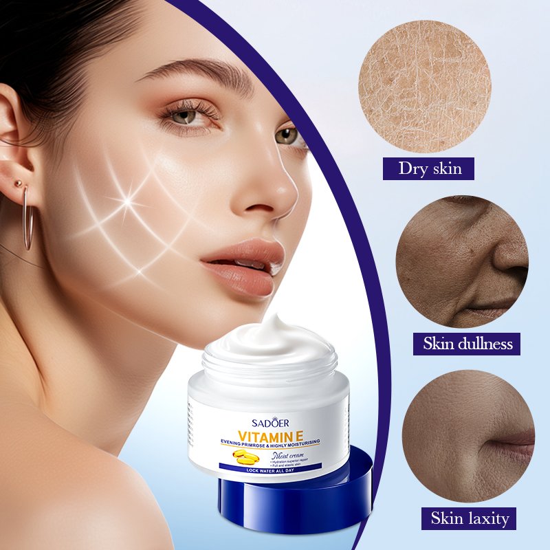 OEM SADOER Private Label Evening Primrose Vitamin E Face Kit Anti Acne Aging Brightening Moisturizing Serum Beauty Skin Care Set