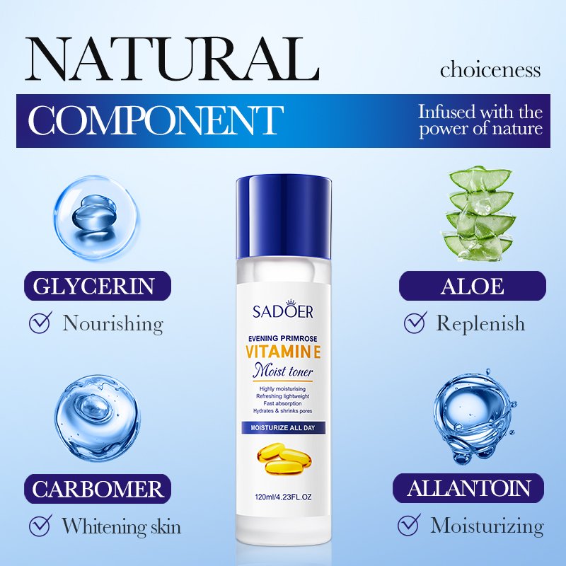 OEM SADOER Private Label Evening Primrose Vitamin E Face Kit Anti Acne Aging Brightening Moisturizing Serum Beauty Skin Care Set