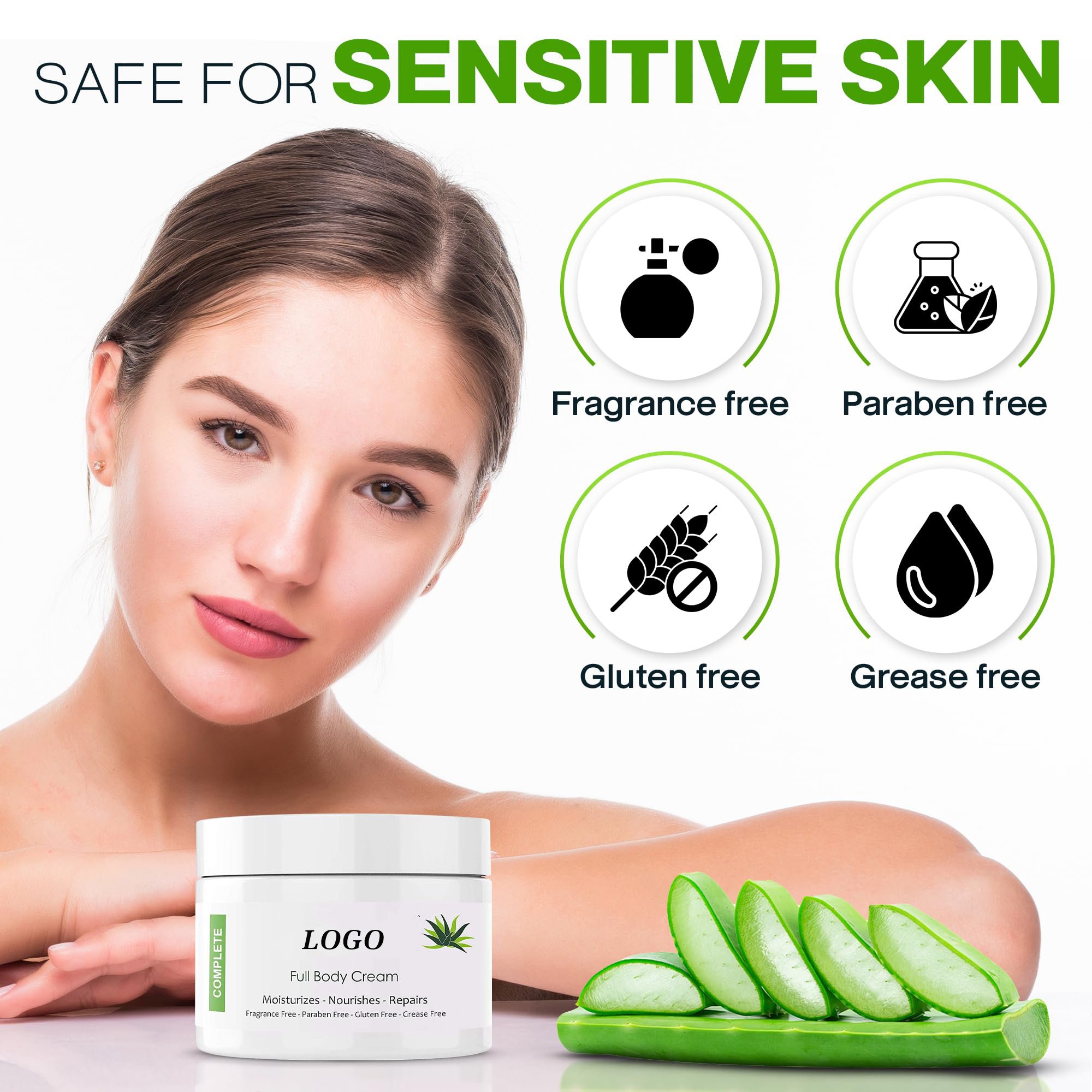 BLIW Private Label Beauty Natural Organic Moisturizing Nourishing Repairing Aloe Vera Skin Care Full Body Cream
