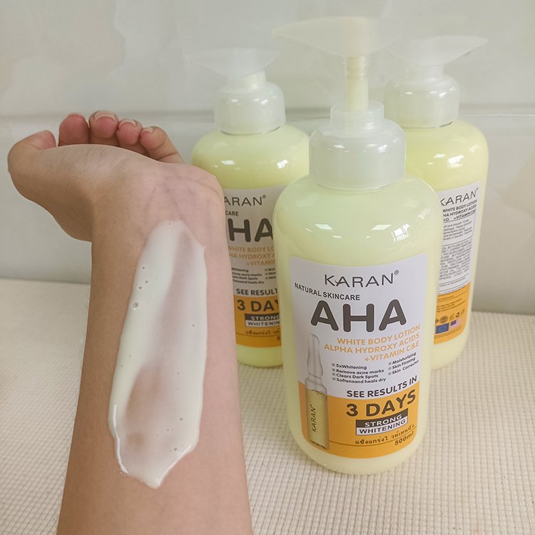 OEM Private Label Organic 500ml Moisturizing Lightening Vitamin C&E Body Cream AHA Whitening Body Lotion