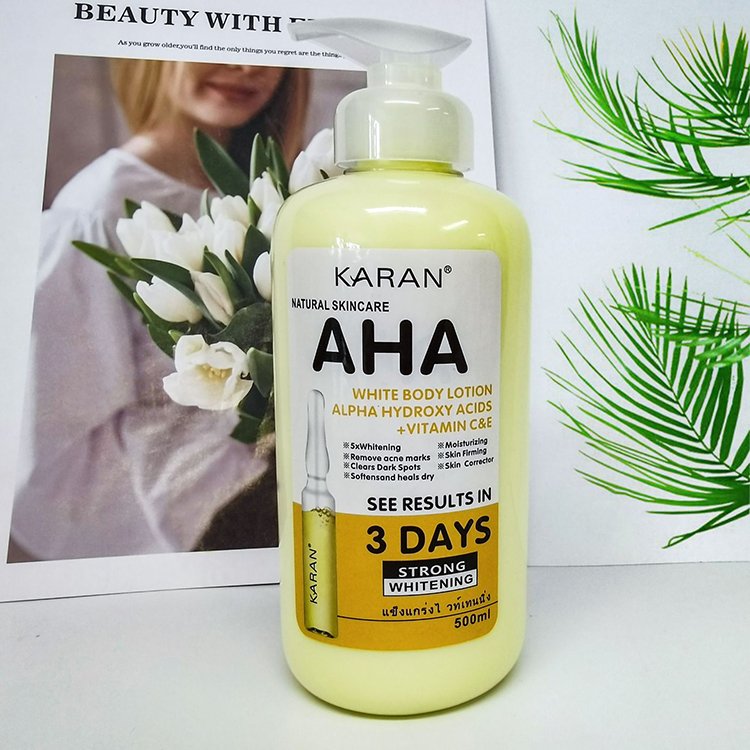 OEM Private Label Organic 500ml Moisturizing Lightening Vitamin C&E Body Cream AHA Whitening Body Lotion