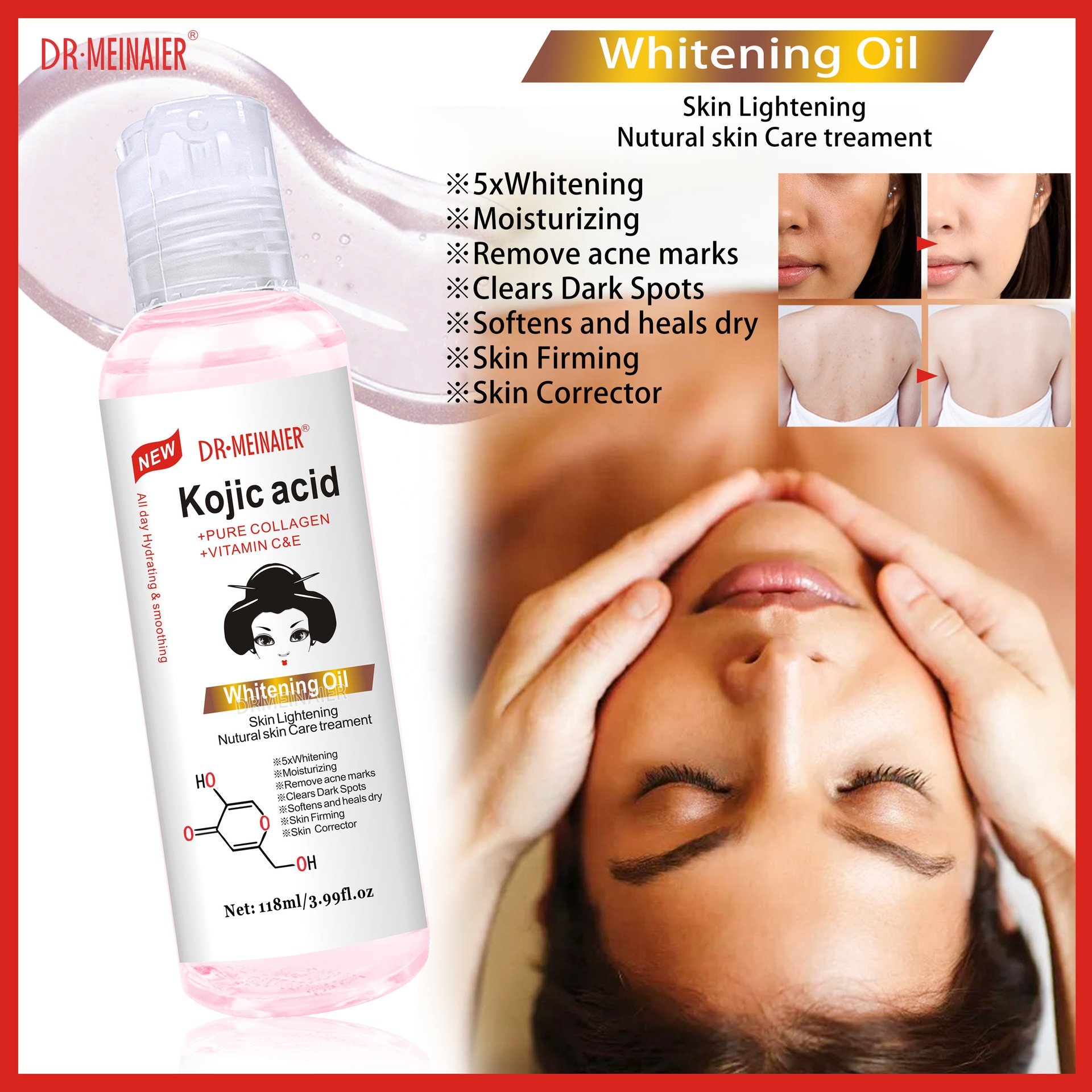 Face Body Brightening Whitening Kojic Acid Skin Care Set With Facial Cleanser Toner Lotion Serum Oil Cream Scrub Body Lotion