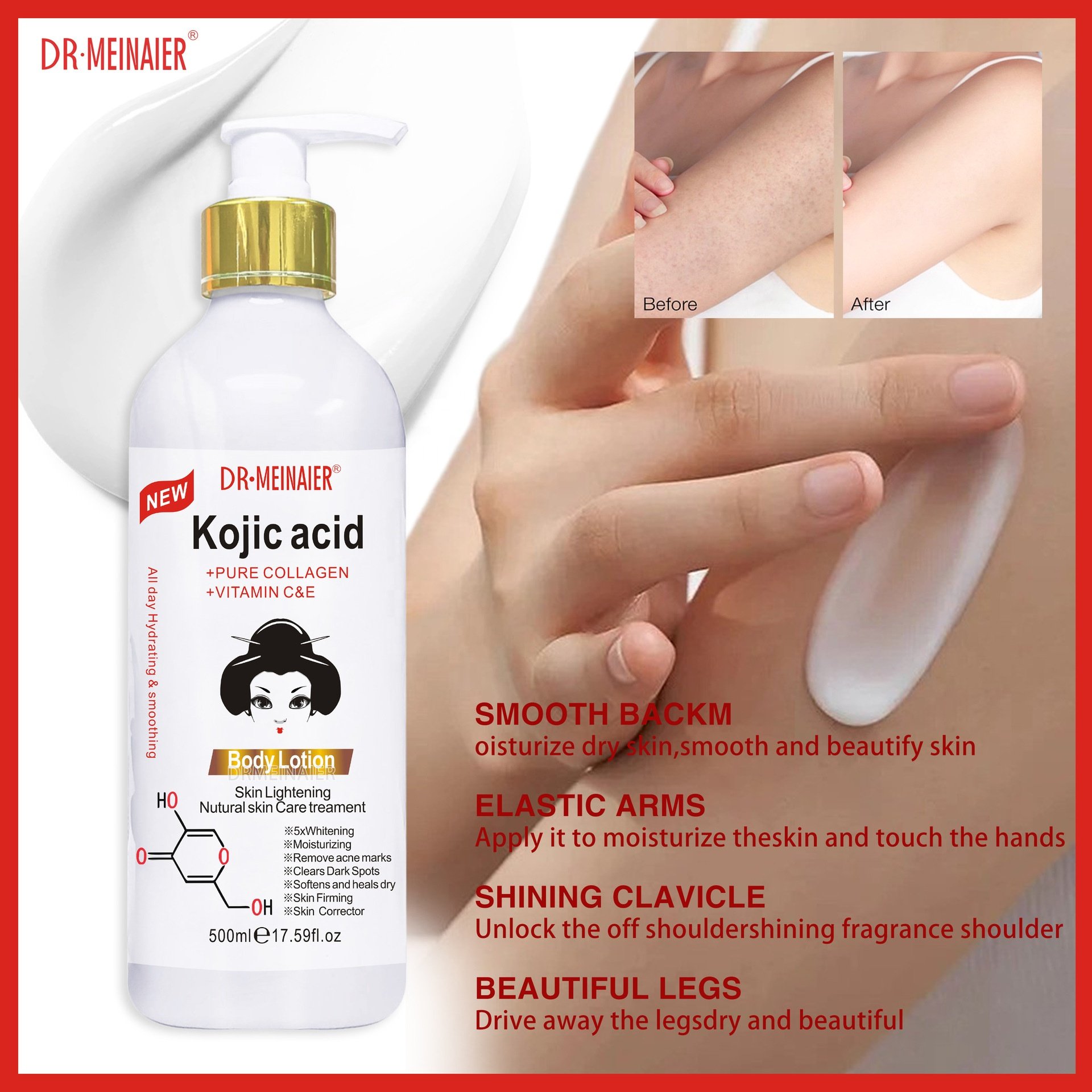 Face Body Brightening Whitening Kojic Acid Skin Care Set With Facial Cleanser Toner Lotion Serum Oil Cream Scrub Body Lotion