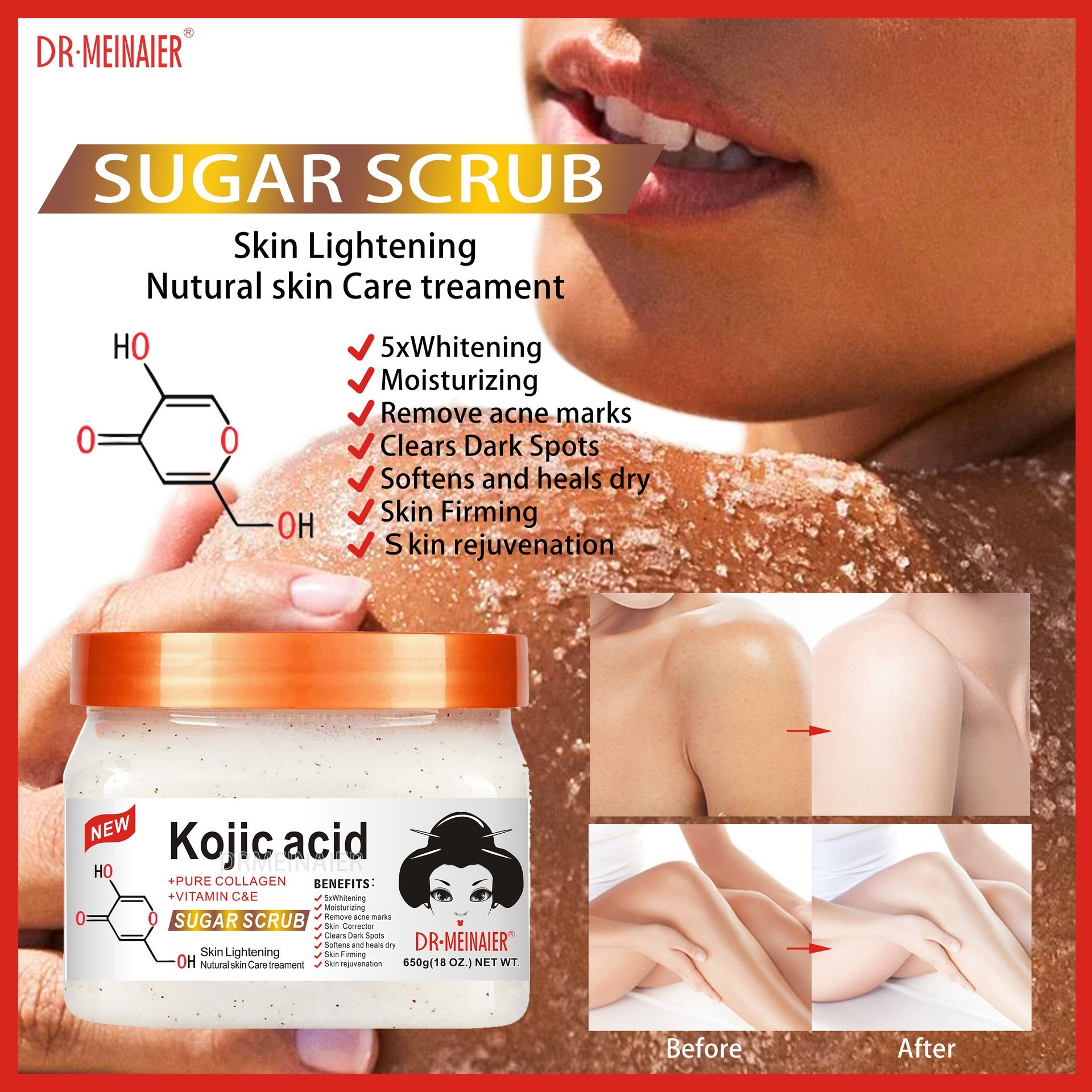 Face Body Brightening Whitening Kojic Acid Skin Care Set With Facial Cleanser Toner Lotion Serum Oil Cream Scrub Body Lotion
