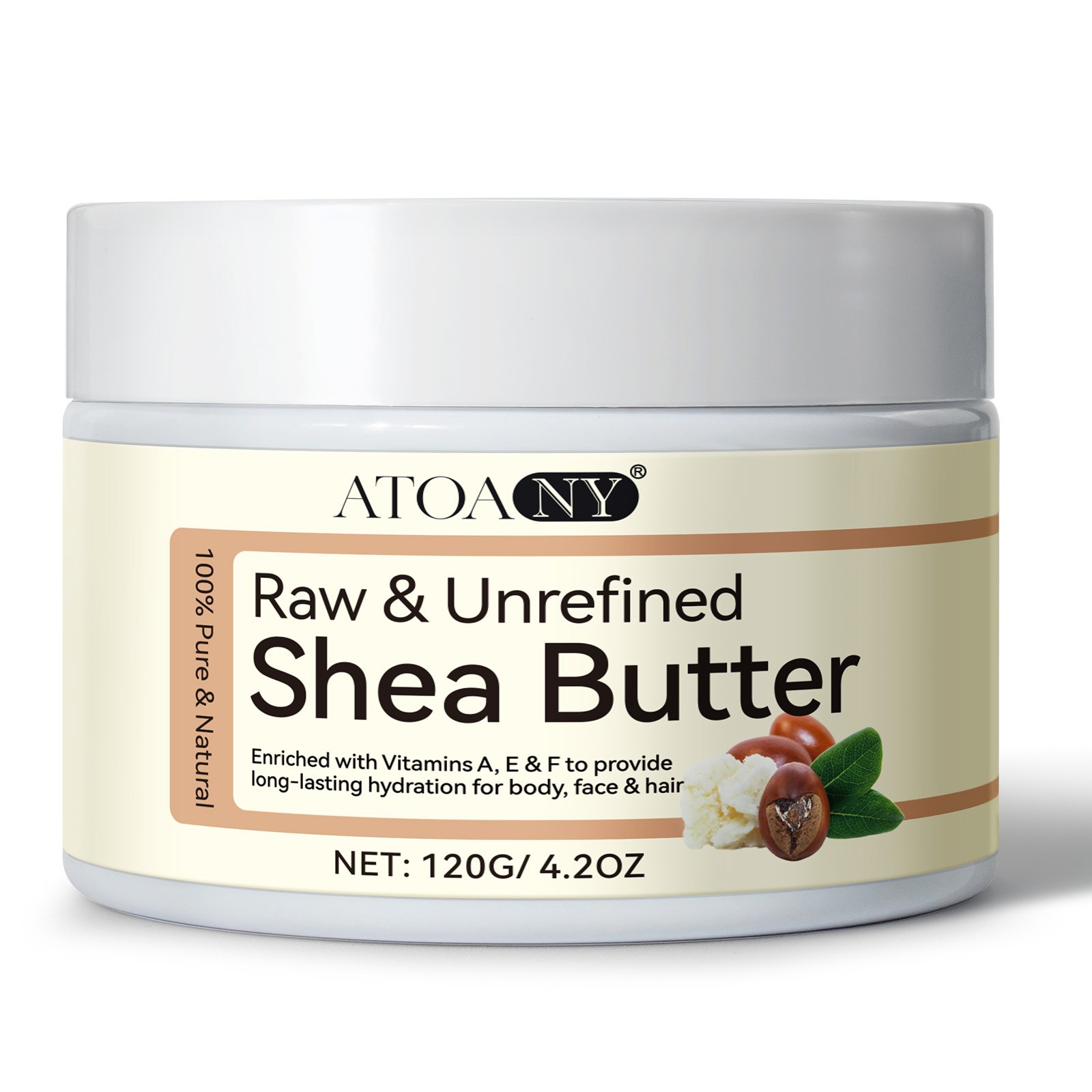 ATOANY antioxidant long lasting hydration 120g unrefined raw shea butter cream body lotion,whipped shea body butter