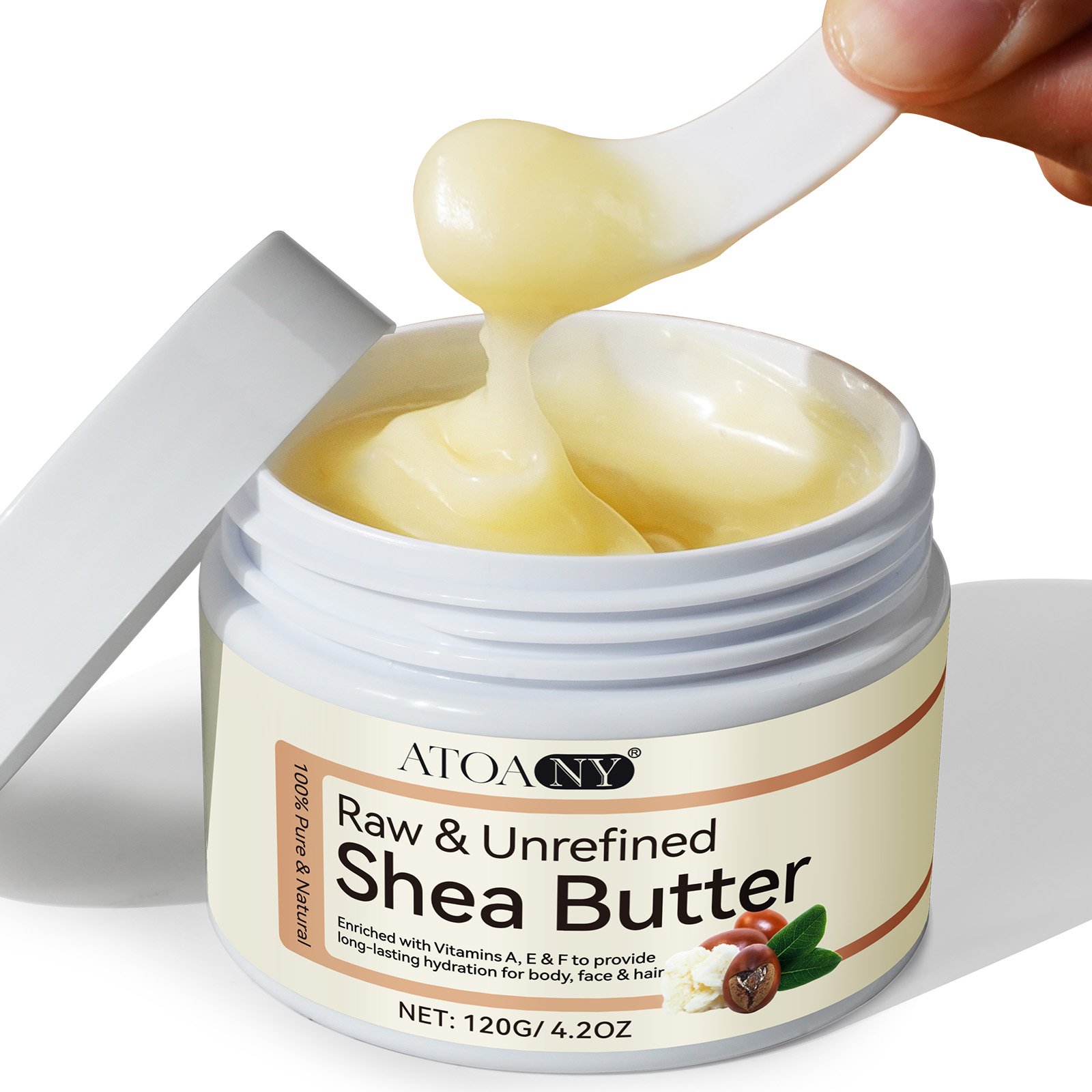 ATOANY antioxidant long lasting hydration 120g unrefined raw shea butter cream body lotion,whipped shea body butter