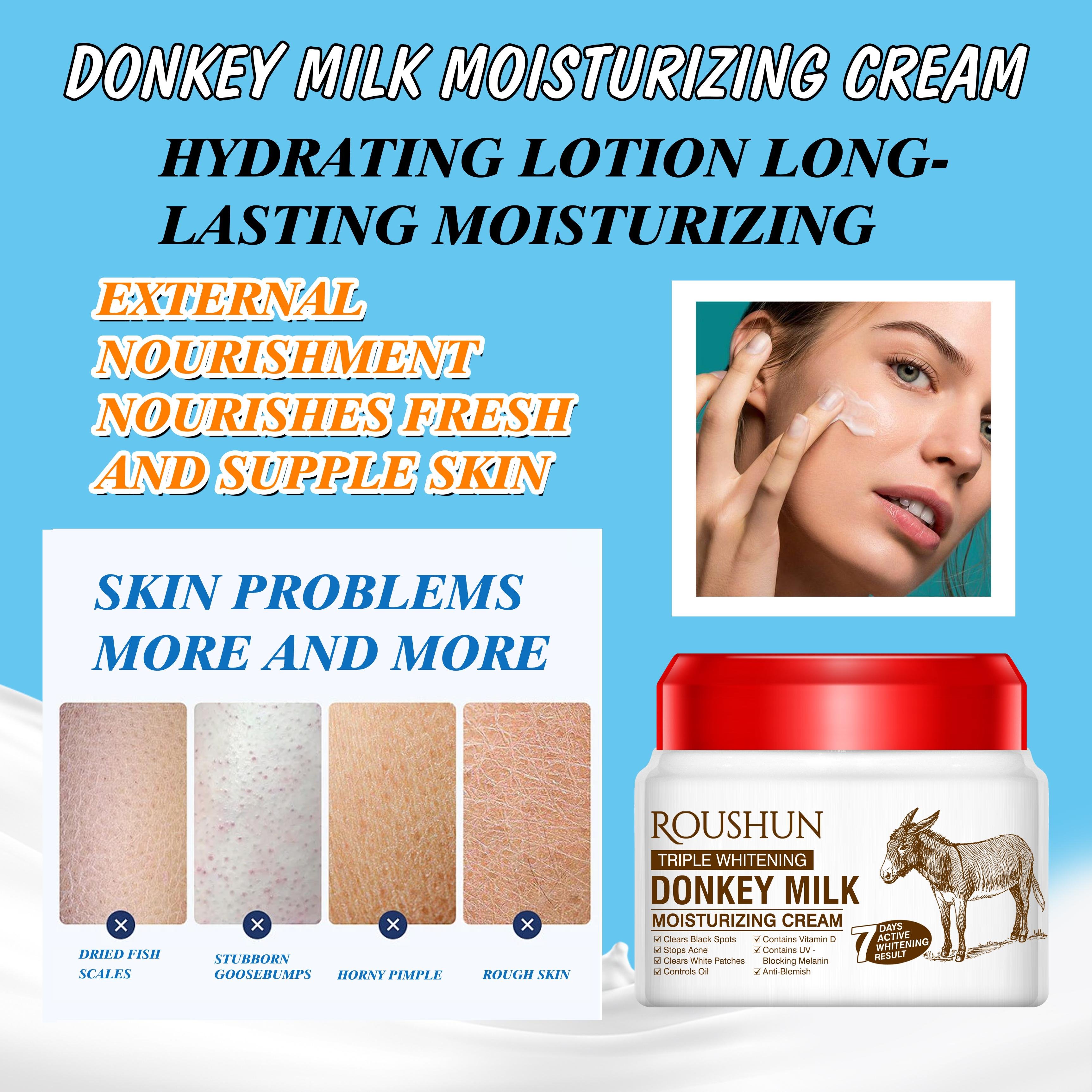 ROUSHUN Donkey Milk Facial Cream OEM Triple Whitening Moisturizing Face Cream