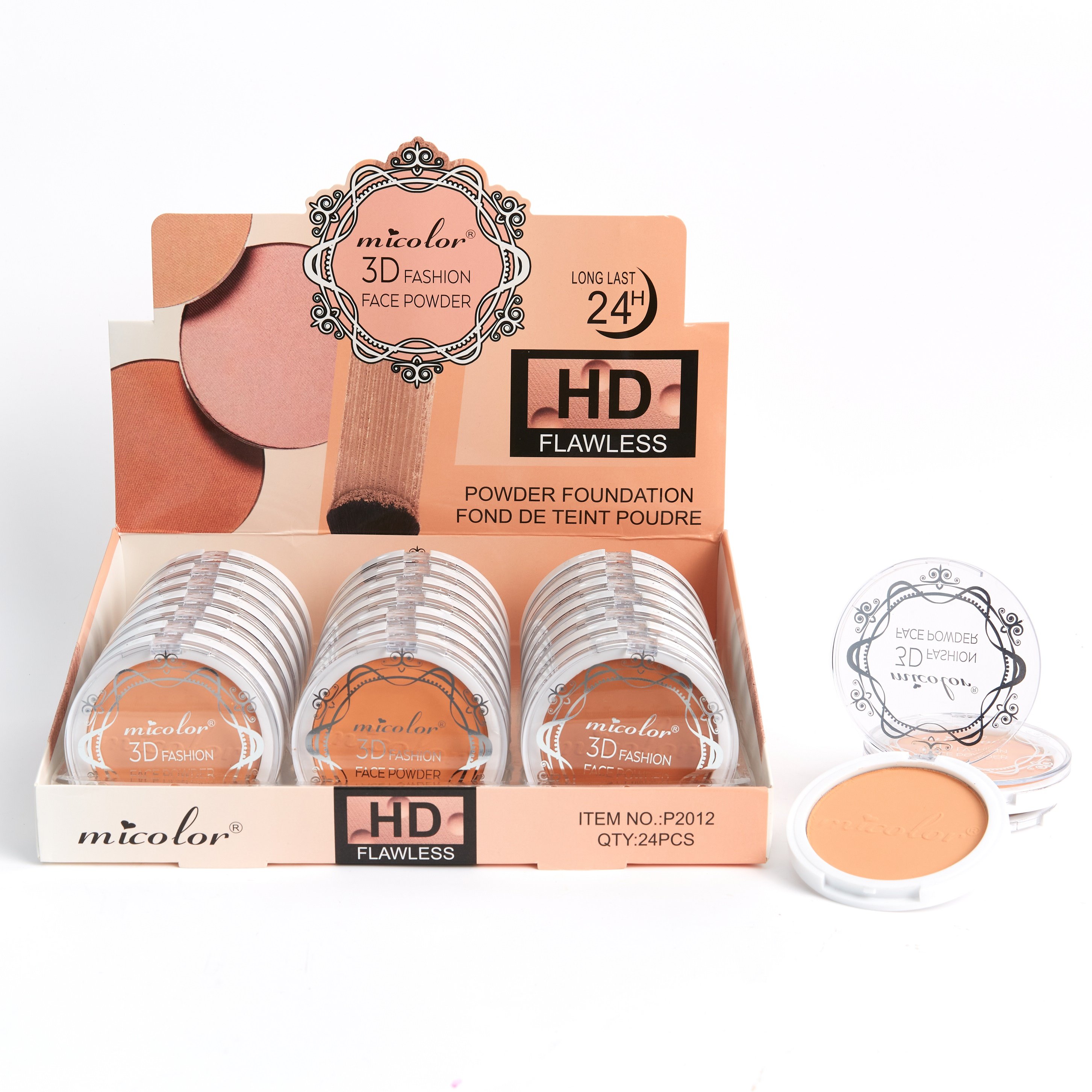 Private Label 3 Colors Waterproof Full Coverage Face Cream Compact Pressed Powder Foundation
