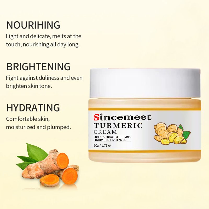 Private Label OEM 100% Natural Organic Whitening Bleaching Moisturizing Anti Aging Wrinkle Acne Removal Turmeric Face Cream