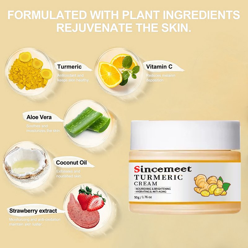Private Label OEM 100% Natural Organic Whitening Bleaching Moisturizing Anti Aging Wrinkle Acne Removal Turmeric Face Cream