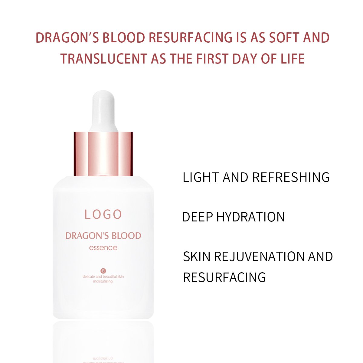 Oem Organic Hyaluronic Acid Face Glowing Skin Care Serum Anti Aging Whitening Dragon's Blood Extract Facial Serum for Face