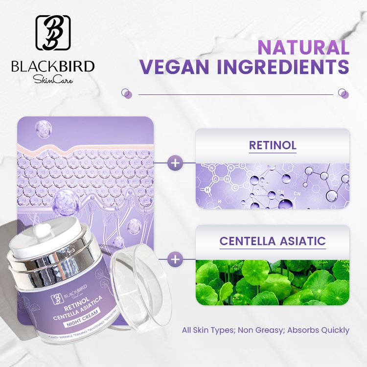 Private Label Organic Natural Retinol Centella Asiatica Night Cream Skincare Relieving Repairing Moisturizing Facial Cream