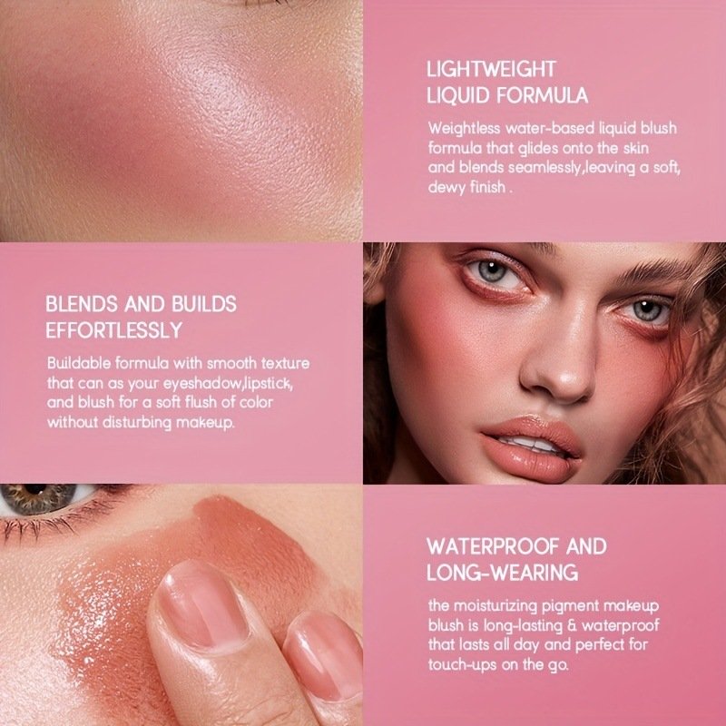 Silky Liquid Blush Cream Blush Matte Blush Liquid Contour Eyeshadow Lip Cheek Tint Eyes Makeup 12ml 4 Colours