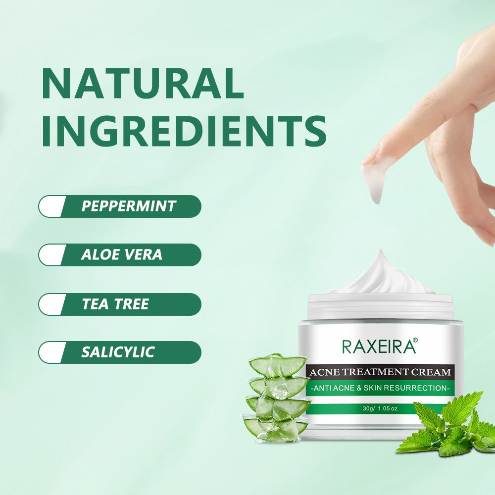 Private Label Organic Peppermint Aloe Vera Tea Tree Salicylic Acne Treatment Face Cream For Acne Treatment