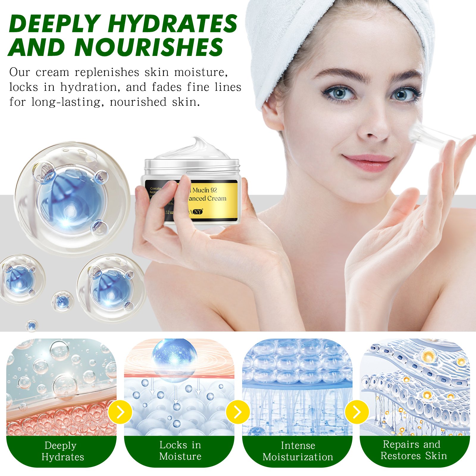ATOANY Skin Care Advanced Snail Repair Cream Private Label Wholesale Nourishing Moisturizer Snail Mucin 92% Cream for Face