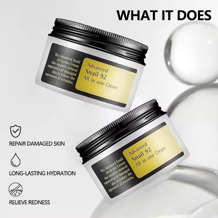 OEM Private Label Senior Korea Snail Mucin Collagen Skin Care Facial Cream Moisturizing Whitening 92% Cream
