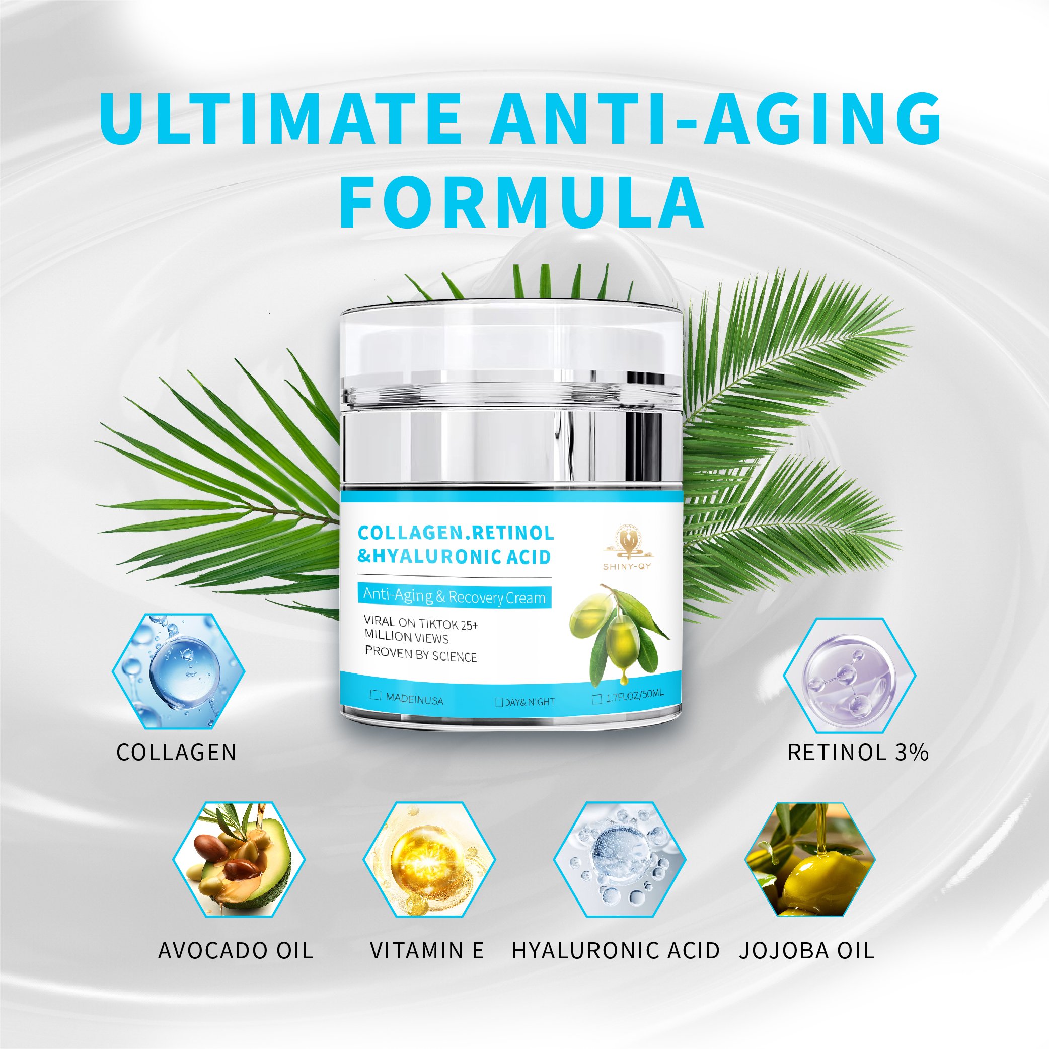 Private Label Whitening Anti Aging Wrinkles Retinol And Collagen Face Cream With Hyaluronic Acid