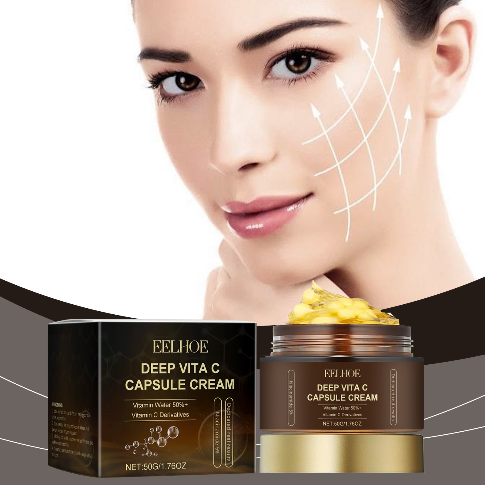 EELHOE VC Face Cream Glowing Vitamin C Capsule Cream Hydrating Vitamin C Whitening Cream