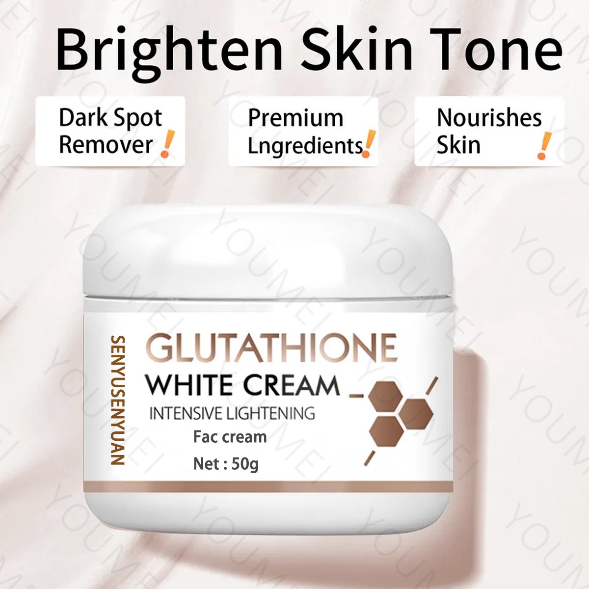 Wholesale Natural Fast Strong Bleaching Face Care Glutathione Facial Pigmentation Whitening Lighting Face Cream For Dark Skin