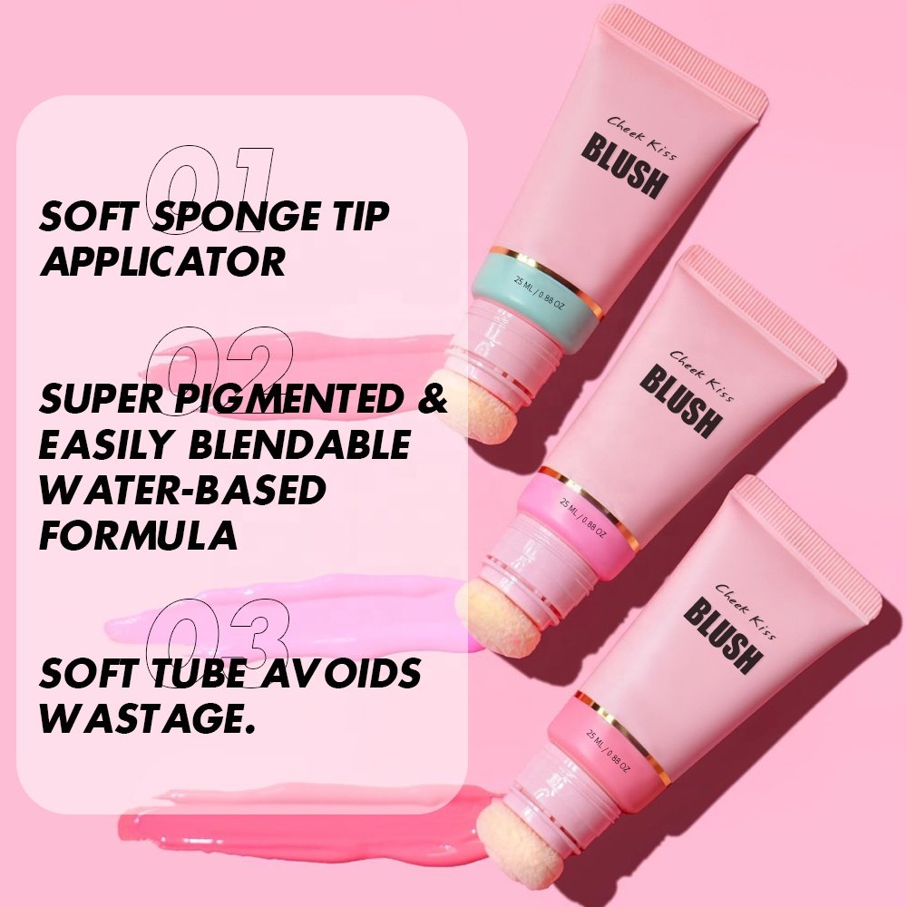 OEM Vegan Creamy Pink Liquid Cheek Blusher Blush On Waterproof Face Make Up Blush Private Label