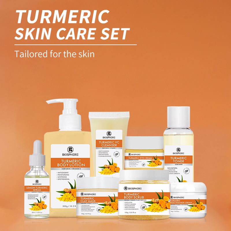 Halal Factory Skin Care Set Facial Technology Biosphere Whitening Repair Face Care Turmeric Whitening 24K Gold Skin Care Set