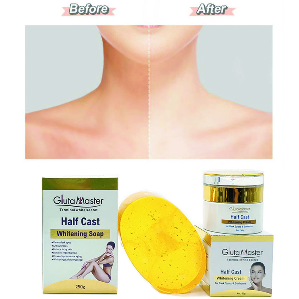 Glauta Master whitening body skin care set with Body lotion Face cream Super serum and soap