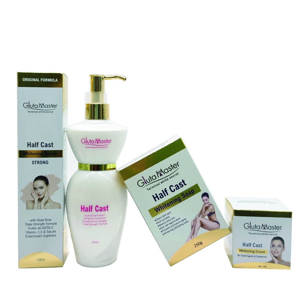 Glauta Master whitening body skin care set with Body lotion Face cream Super serum and soap