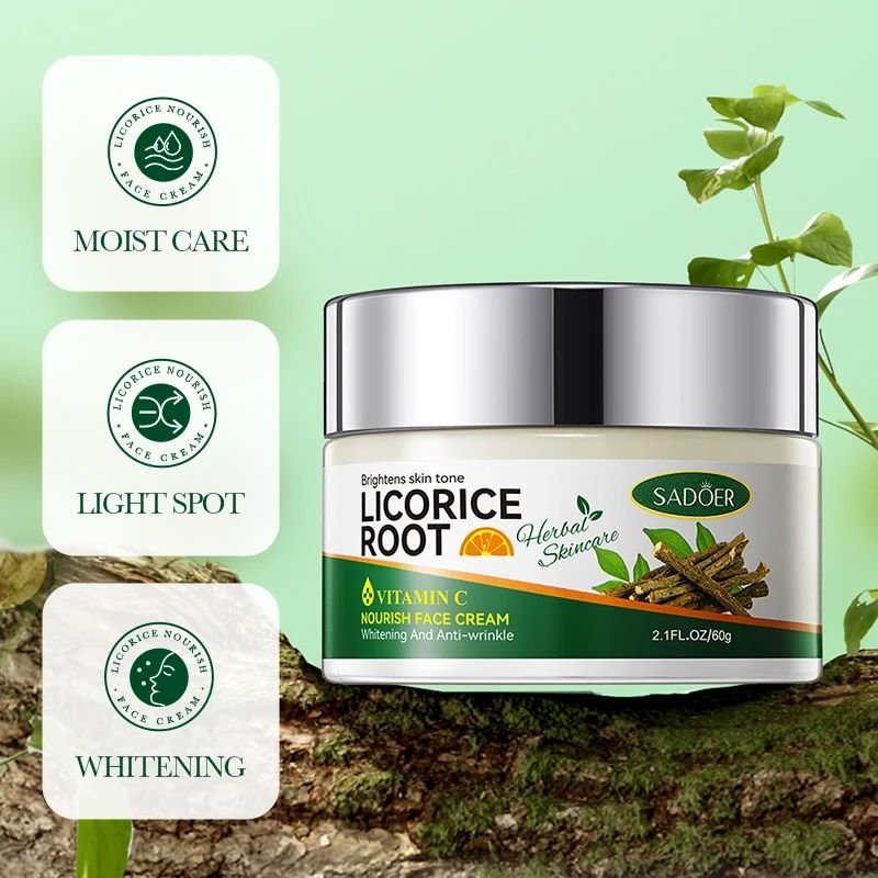 Private Label Licorice VC Face Cream Natural Moisturizer Whitening Brighten Moisturizing Face Cream For Dry Skin And Wrinkles