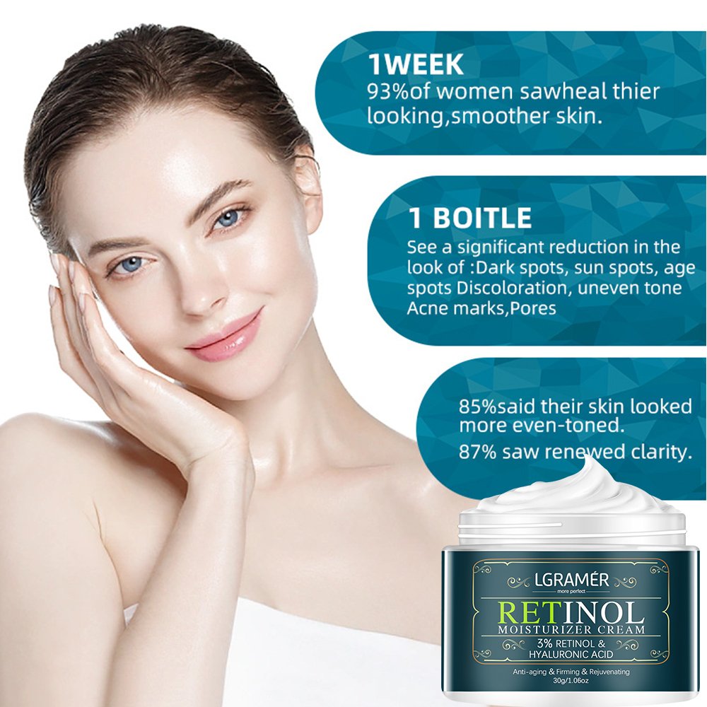Retinol Face Cream Facial Moisturizer with Hyaluronic Acid Day & Night Anti Aging Cream Wrinkle Cream for Face