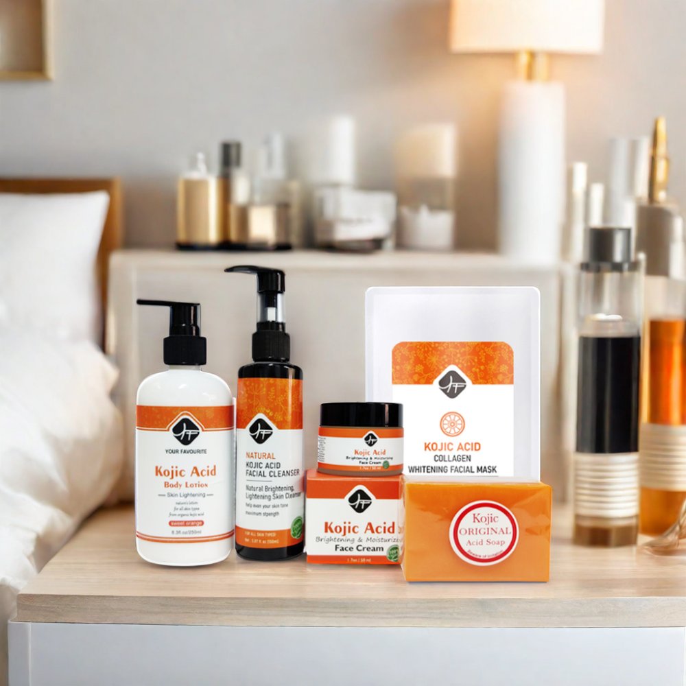 Kojic Acid Skin Care Set 5 Products Natural Organic Soap Face Wash Facial Mask Face Cream And Body Lotion