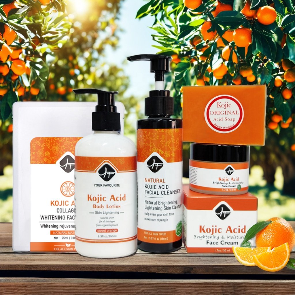 Kojic Acid Skin Care Set 5 Products Natural Organic Soap Face Wash Facial Mask Face Cream And Body Lotion