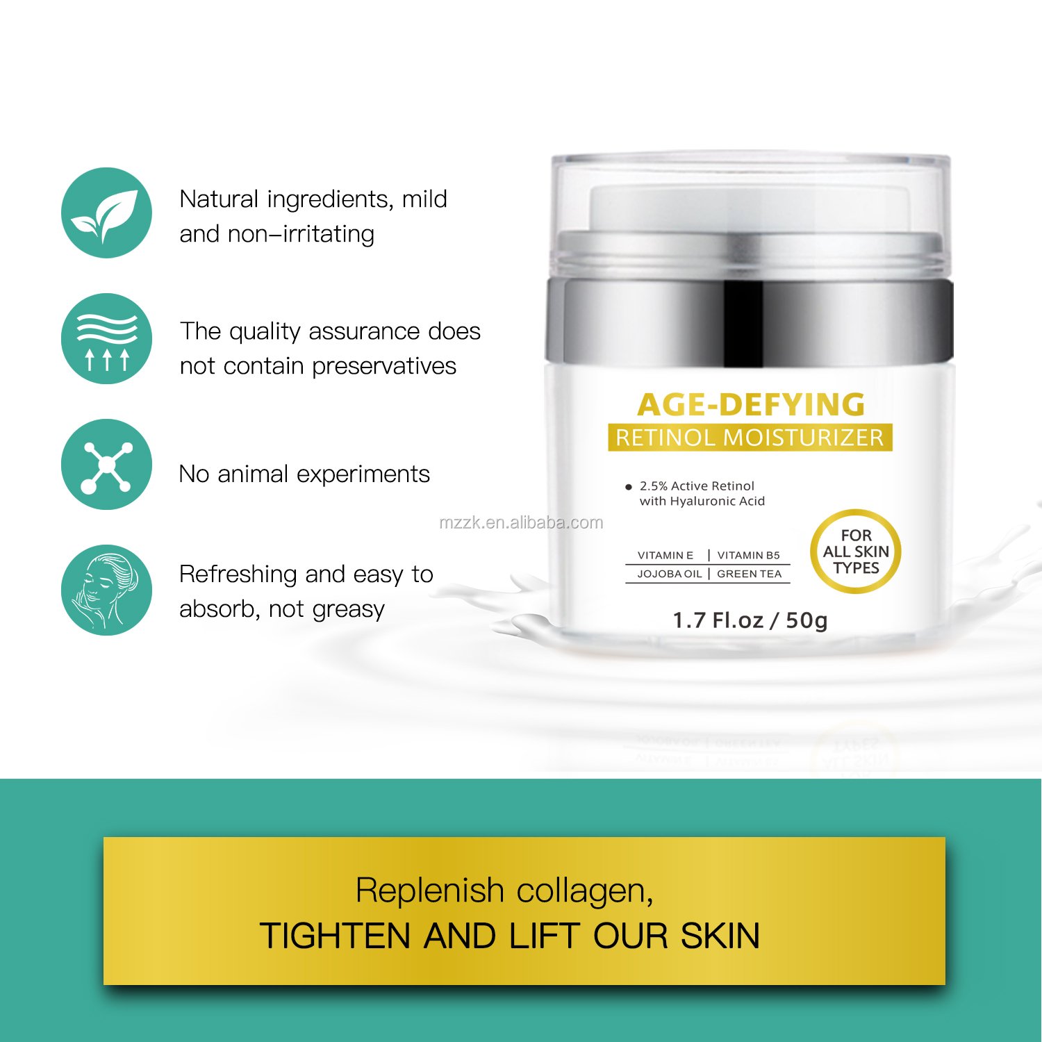 Retinol 2.5% Moisturizer skin whitening face Cream Anti Aging Collagen Smooth Retinol Cream