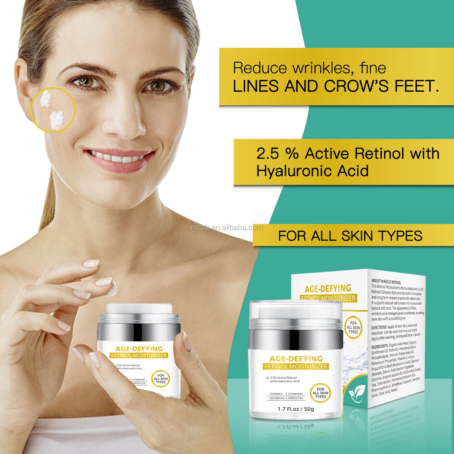 Retinol 2.5% Moisturizer skin whitening face Cream Anti Aging Collagen Smooth Retinol Cream
