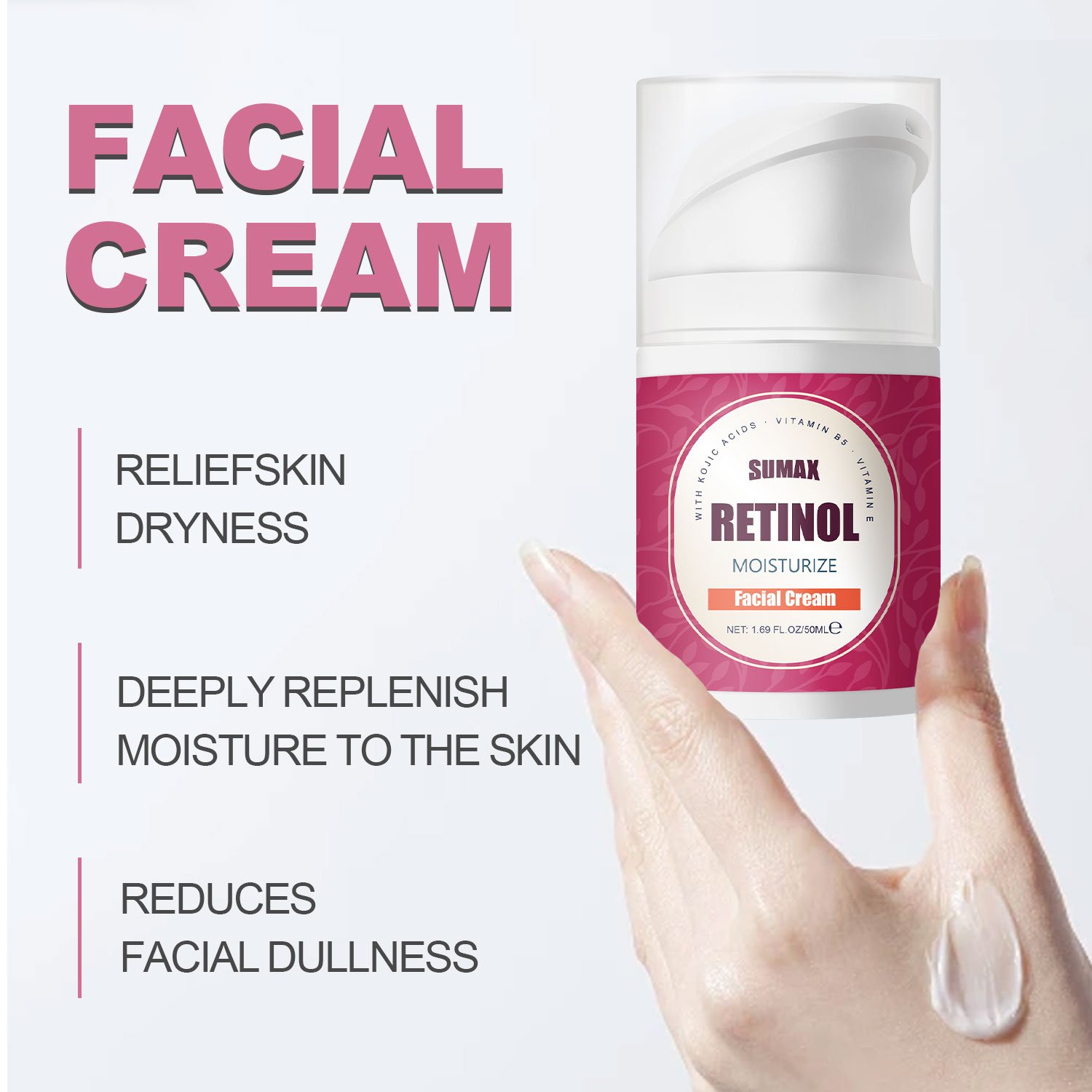 Custom OEM Skin Care Women Face Cream With Vitamin E Kojic Acid Glow Skin Dark Spots Reduce Better Skin Texture Retinol Cream