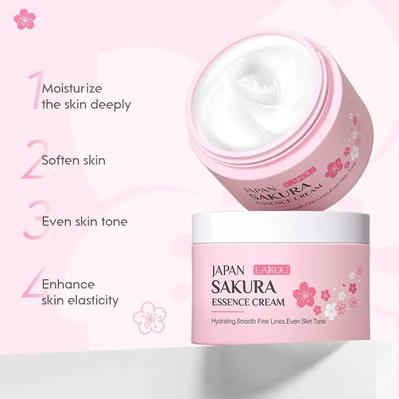Facial Care Japanese Cherry Blossom Hydrating Smooth Fine Lines Moisturizing Whitening Even Skin Tone Essence Face Cream 25g