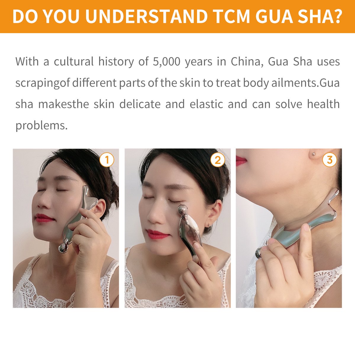 custom 3D roller face massager stainless steel body guasha massage tool scraping metal guasha facial tool
